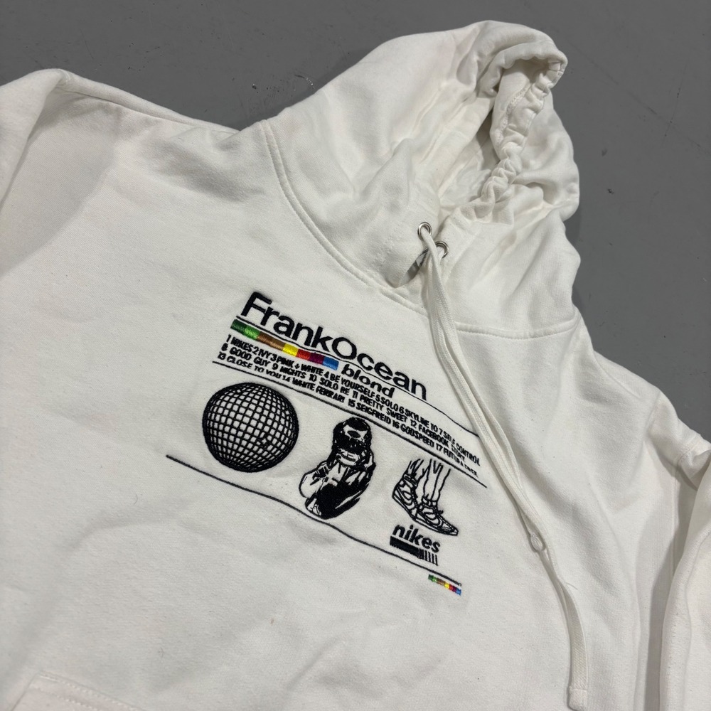 Frank Ocean Blond Tracklist Graphic Hoodie White Mens Large Streetwear